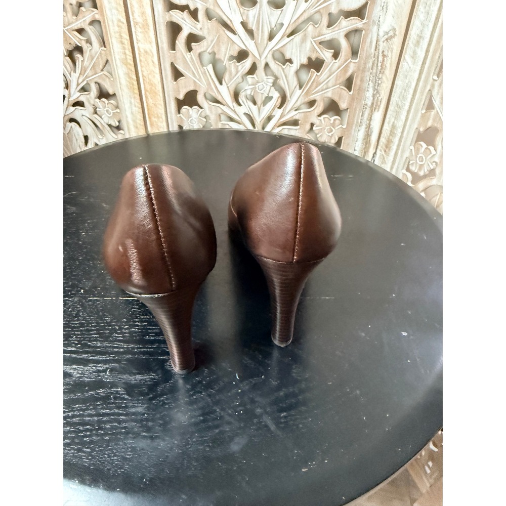 Worthington Womens Brown Leather Peep Toe Platform Pumps High Heels Size 7.5 - Picture 6 of 10